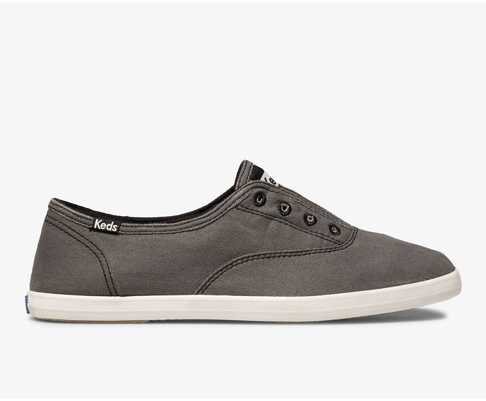 Slip Ons Keds Mujer Grises Oscuro - Chillax Seasonal Washable - 3096-MYCBS